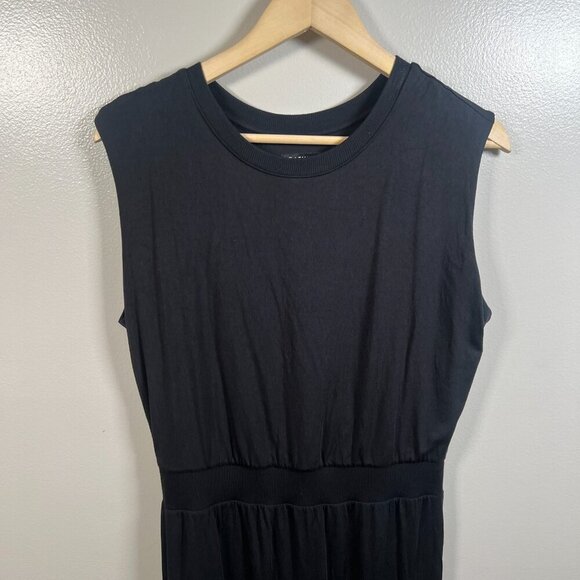 Athleta Santorini Cinch Midi Dress Size Medium Black Work Travel Athleisure - Picture 4 of 10